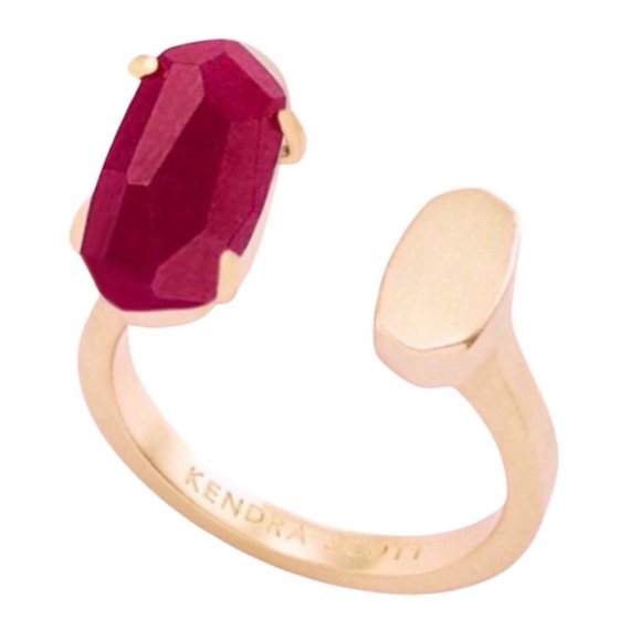 Kendra Scott Jewelry - KENDRA SCOTT • Gold Adjustable One Size Fits All Pryde Maroon Jade Ring